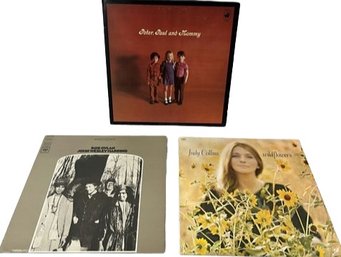 Three Vinyl Records: Bob Dylan, Peter Paul And Mommy And Judy Collins