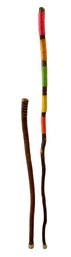 60in Walking Stick With Glued String Accents & 42in Walking Stick- Both Wood
