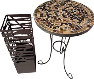 Mosaic Table Browns & Beiges (13x21.5x13) Decorative Brown Iron Artwork.