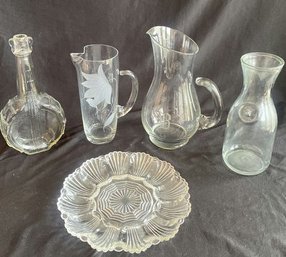 Glass Egg Plate 9.5, Beverage Decanter, Glass Monogrammed B Pitcher 11,  Etched Glass Pitcher 9.5 & More