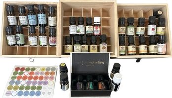 Essential Oils In A Nice Wooden Box. DoTerra, Majestic Pure, Aura Cacia, NOW, And Others