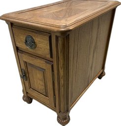 Wood End Table With Drawer, Cupboard, Magazine Holder, 16x26x24H