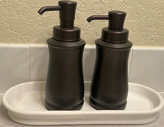 Soap Dispensers (7.5in Tall) And Oval Tray (12in Long)