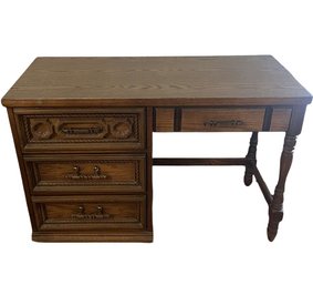 Mid Century Oak Student Desk. 44x18x30