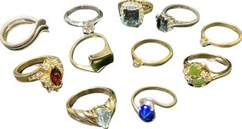 Ladies Rings. Gold Tone. Silver Tone. Gemstones - See Photos For Sizes