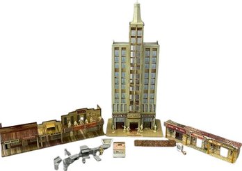 Vintage Metal Sky Scraper, Saloon, And Store - 36'H