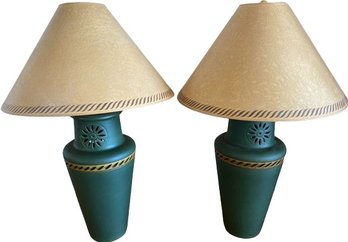 Matching Ceramic Lamps (30.5in Tall) With Broad Shades (20in Wide)-Tested