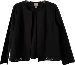 Chico's. Black Ladies Jacket. Size 1. Rayon, Nylon, Spandex.