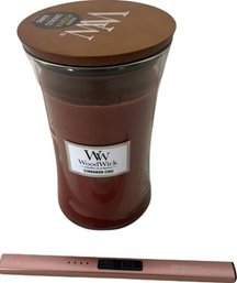 New Large Woodwick Candle Cinnamon Chai &  Meiruby Lighter
