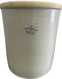 Hand Painted Blue Crown Stoneware Crock - 17.5'H, 15'W