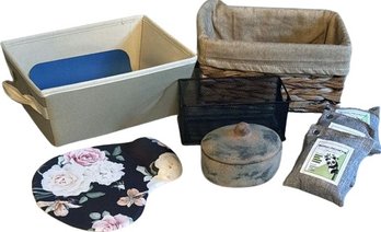 2 Baskets, Rose Mouse Pad, Ceramic Pot With Lid, Charcoal Bags