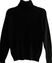 Valerie Stevens Ladies Black 100 Cashmere Turtleneck Long Sleeve Sweater - Size Small