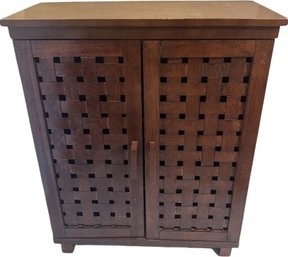 Small Cabinet With Woven Front, 26x11x33H