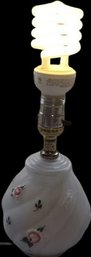 Vintage Glass Lamp (5 DIA X 9' H). Tested.