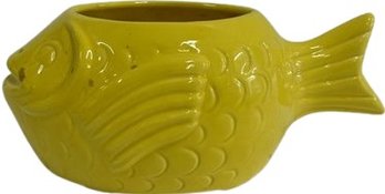 Ceramic Yellow Fish Pot - 4.5'Height