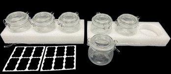 (6) Glass Storage Containers With Labels