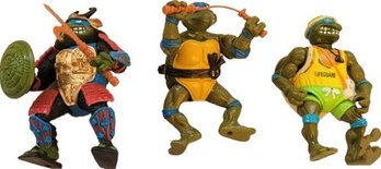 Great Retro Ninja Turtles Action Figures, Lifeguard Leo, Leo, And Leo The Sewer Samurai. 4.5'