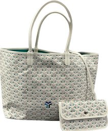 Designer Tote (18x11x6) By GOYARD Paris With Removable Pouch (4x7)