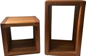 Pair Of Wooden Display/ Storage Boxes: Tall 18x11 & Small 11.5x11