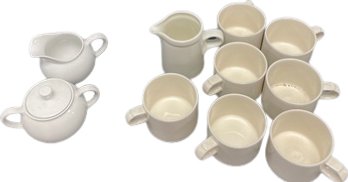 Ceramic Coffee Mugs Made In Japan. Creamer And Sugar Made In Germany.