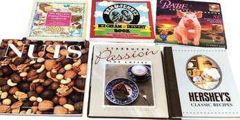 6 Cookbooks- Nuts, Ben & Jerrys, Hersheys