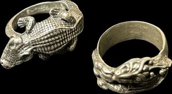 Sterling Rings, Alligator, Reptiles - Works Of Art