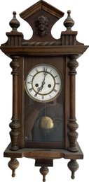 Wall Clock With Pendulum & Key Stamped West Germany HR 75 270 - Clock Works When Wound, 11.5Wx6Dx26T