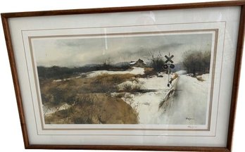 Railroad Crossing Limited Watercolor Print Signed By Artist Philip Jamison (37x24.5)