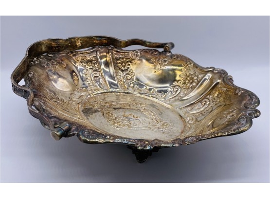 Fabulous Silverplate Bowl With Handle. Beautiful Detail!