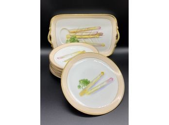 Set Of 6 Plates And Matching Serving Tray, Hand Painted Nippon