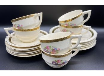 Gorgeous Set Of Small China With 22K Gold Design By The French Saxon China Co.