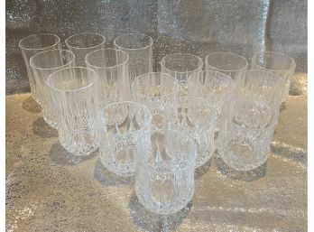 Beautiful Set Of Beveled Drinking Glasses, Tall And Short. 16 Count