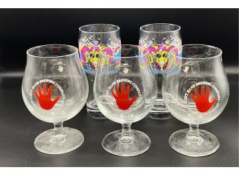 Collection Of 6 Beer Glasses, Three From Left Hand Brewing Co. In Longmont, Colorado