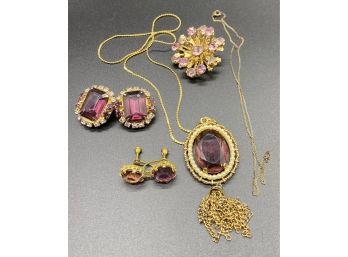 Elegant Gold Color Jewelry With Purple Accents