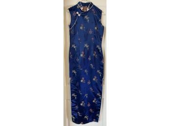 Beautiful Blue Silk Chinese Dress, Size 4 US
