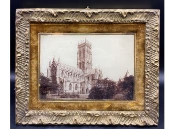 Vintage 4x6 Photograph Of Cathedral In Lovely Ornate Frame