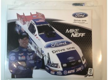 Signed Mike Neff Photo, FORD MUSTANG Racing In Protective Sleeve