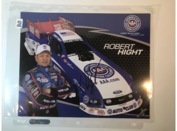Signed Robert Hight Racing Photo, FORD MUSTANG Car In Protective Sleeve