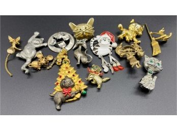 Fun Collection Of Cat Pins And Brooches