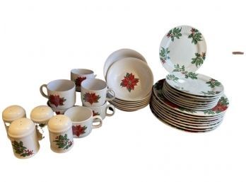 Hallmark Poinsettia And Holly Dinnerware Salad Platessalad Plates, Dinner Plates, Bowls, Coffee Mugs,