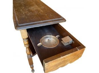 Antique Table With Cigar Ash Tray Drawer