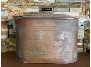 Antique Copper Boiler Kettle Wash Tub, Gorgeous Patina On The Copper!