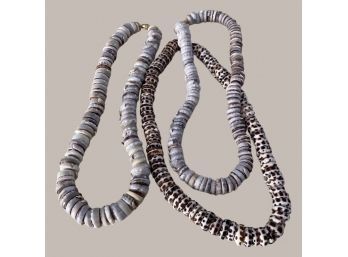 Three Beautiful Shell Necklaces, One Made From Marbled Cone Shells