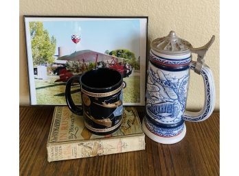 For The Aviation Enthusiasts! Hardcover Book, Desert Storm Mug, AVON Beer Stein, And Framed Photo