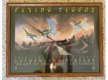 Framed Heart Of The Tiger Fighter Plane Print, Art Siordia 1991, 26 X 20