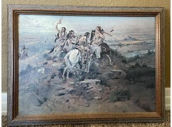 Native American Print By Charles Marion Russell, Autograph In Bottom Corner.