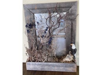 Rustic Window Box/mirror Wall Decor, Eagle And Skull Figurine.