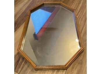 Antique Wood Framed Mirror With Unique Shape