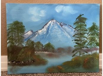 Original Mountain Terrain Canvas Painting.