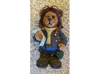 Ceramic Hand Painted Aviation Bear, 10 Inches High